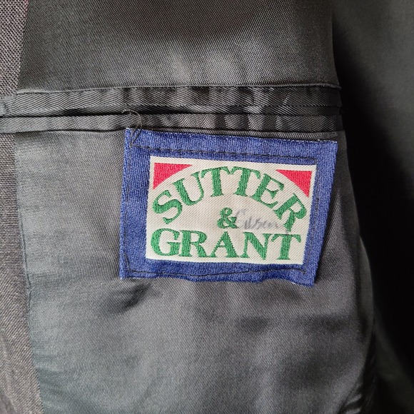 Vintage Sutter & Grant Jacket Men 48L Gray Striped Blazer 2 Button Suit Coat USA - Picture 5 of 12